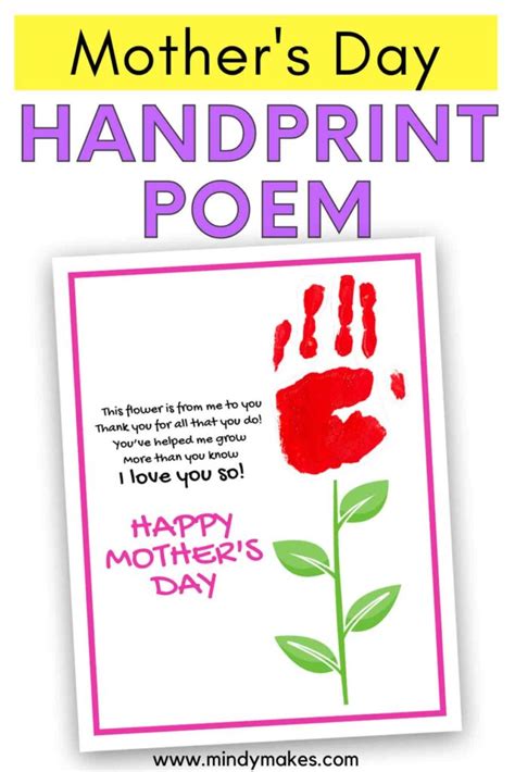 Mothers Day Handprint Poem Printable