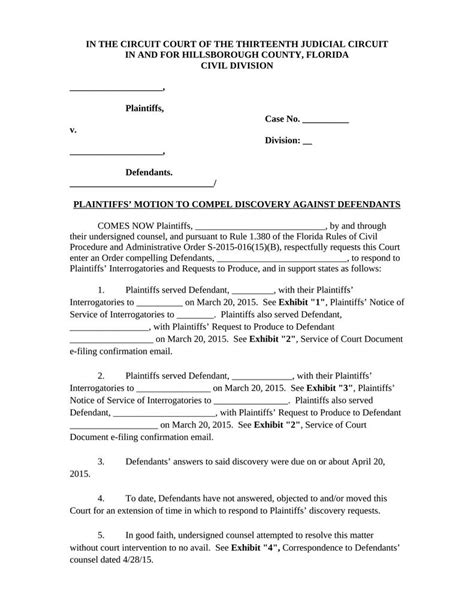 Motion Of Discovery Template