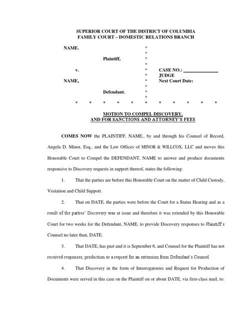 Motion To Compel Discovery Template