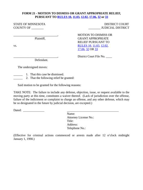 Motion To Dismiss Template