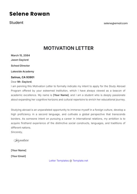 Motivational Letter Templates
