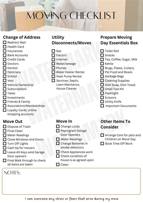 Moving List Printable