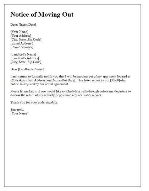 Moving Out Letter Template