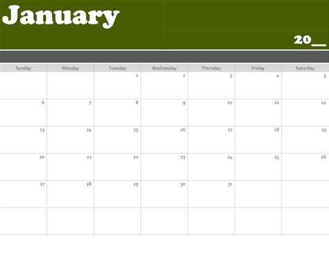 Ms Office Calendar Template