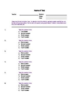 Multiple Choice Test Word Template