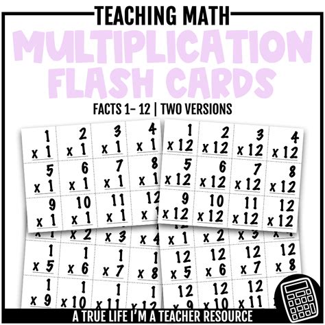 Multiplication Flash Cards Printable Free 1-12
