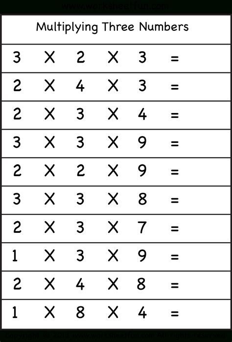 Multiplication Worksheets Grade 3 Printable
