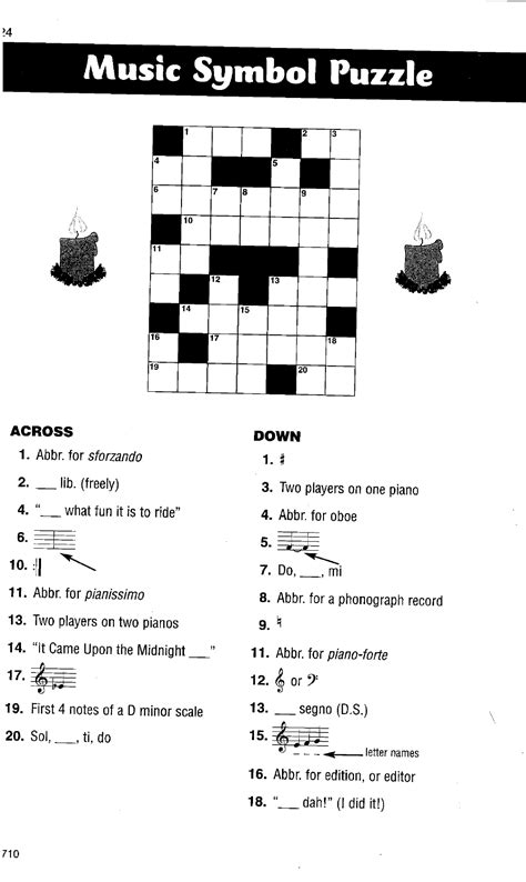 Music Crossword Puzzles Printable