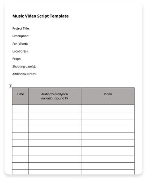 Music Video Script Template
