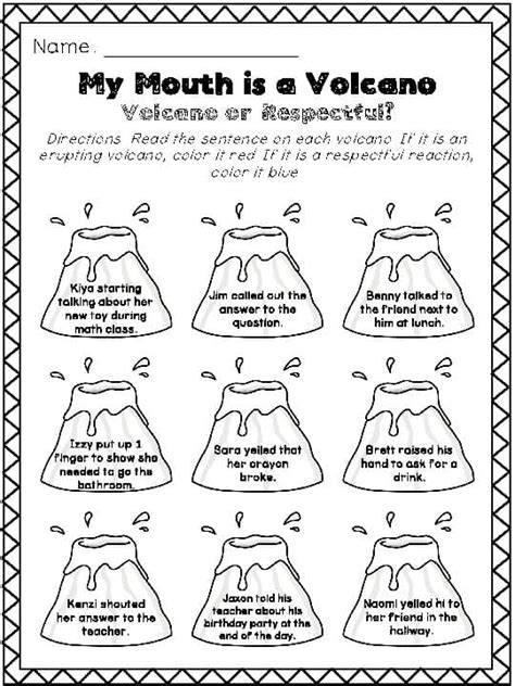 My Mouth Is A Volcano Activities Free Printable