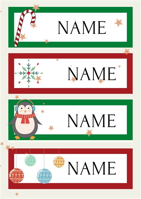 Name Tag Template Christmas