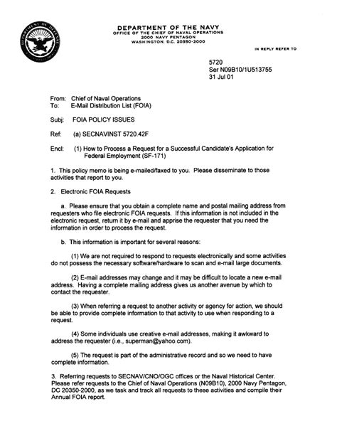Navy Memorandum Format Template