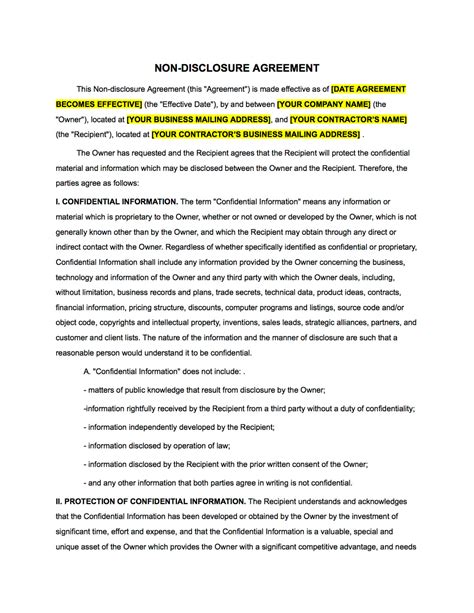 Nda Template Google Docs