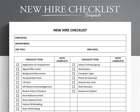 New Employee Checklist Template