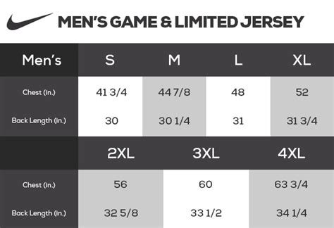 Nfl Jersey Sizing Chart Nike
