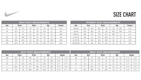 Nike Pro Sizing Chart