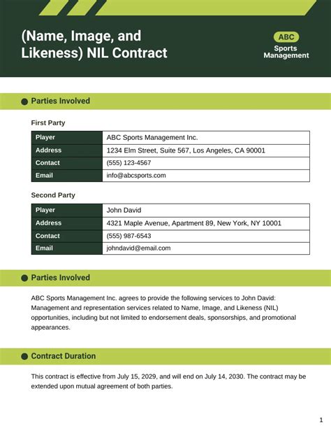 Nil Contract Template