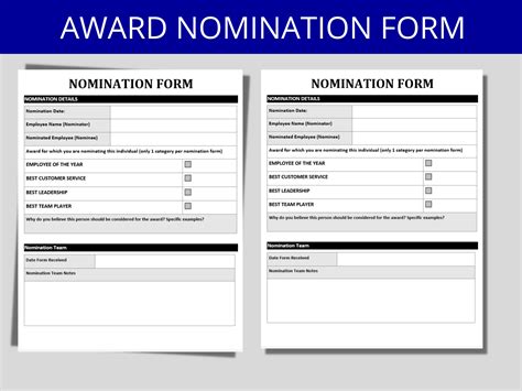 Nomination Award Template