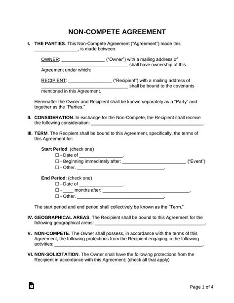 Non Compete Agreement Template