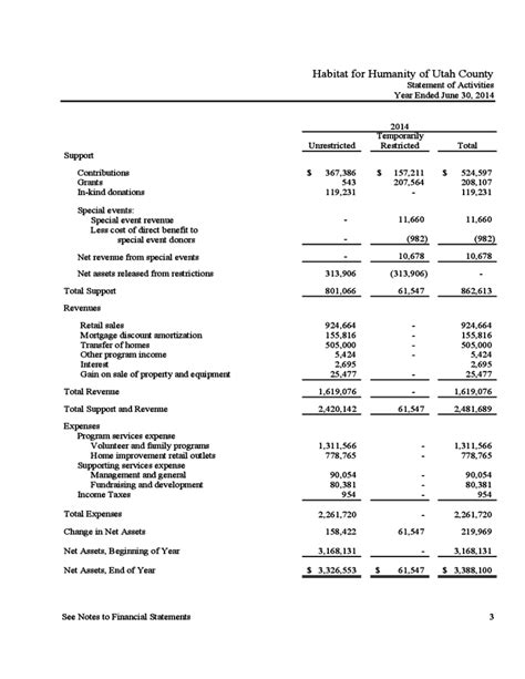 Non Profit Organisation Financial Statement Template