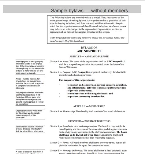 Nonprofit Bylaws Template
