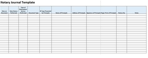 Notary Journal Template Excel