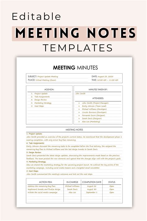 Notes From Meeting Template