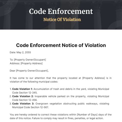 Notice Of Violation Template