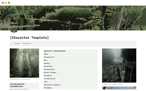 Notion Character Templates