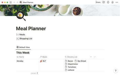 Notion Meal Planner Templates