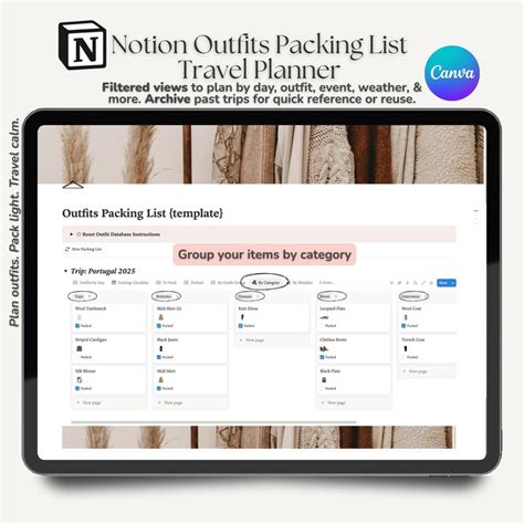 Notion Packing List Template & Outfit Planner