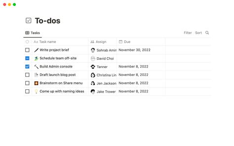 Notion To Do Template