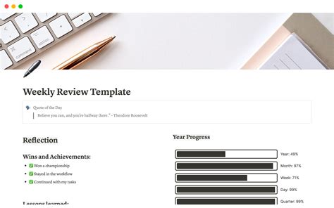 Notion Weekly Review Template