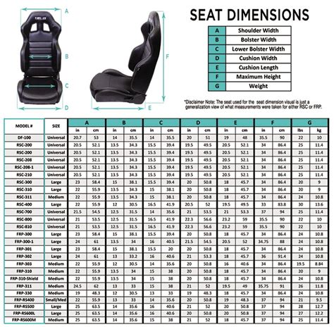 Nrg Seat Size Chart