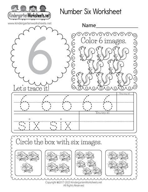 Number 6 Printable Worksheets
