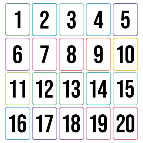 Number Cards 1-20 Printable Free