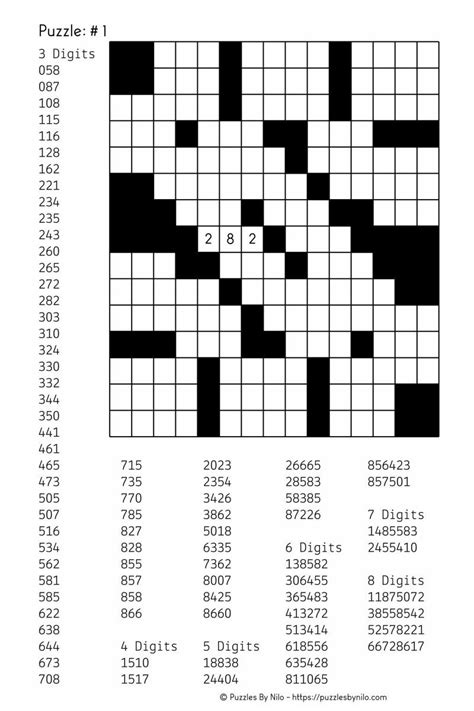 Number Crossword Puzzles Printable