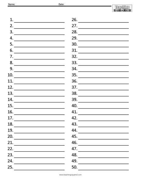 Numbered Lines Template