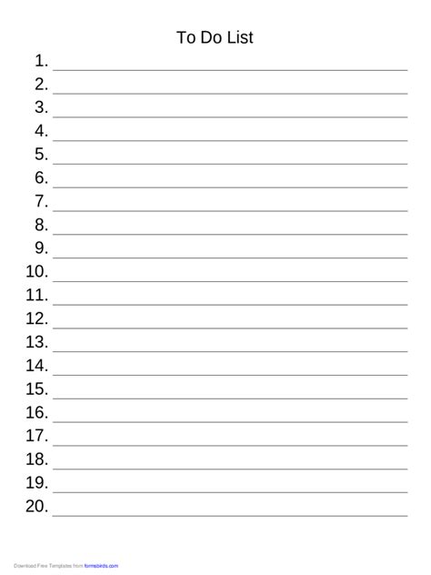 Numbered List Template