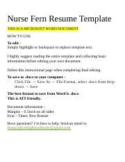 Nurse Fern Resume Template