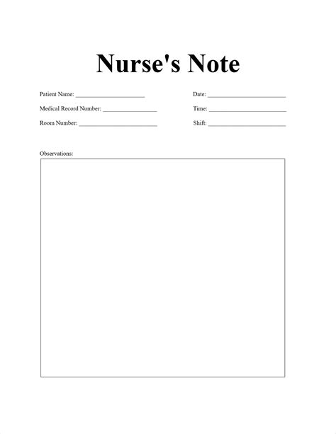 Nurses Note Template