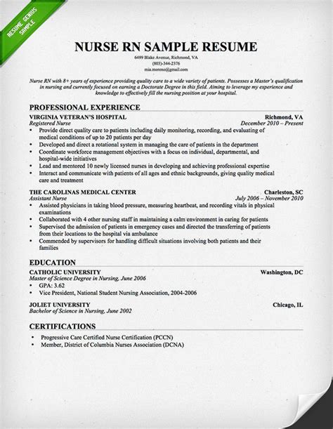 Nursing Resume Template Free