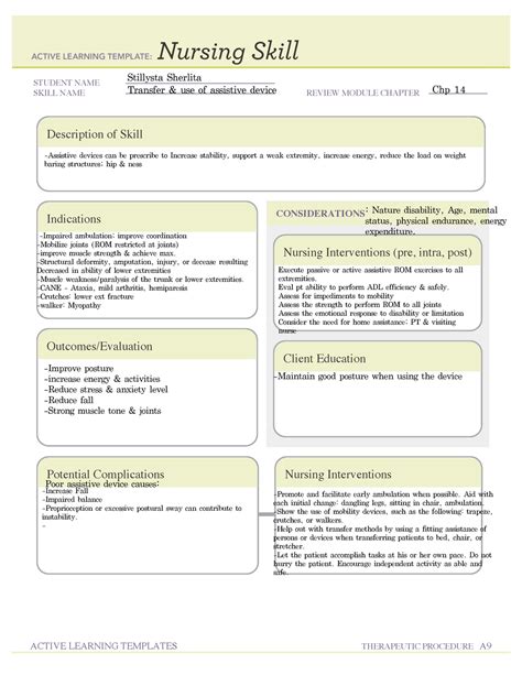 Nursing Skill Template
