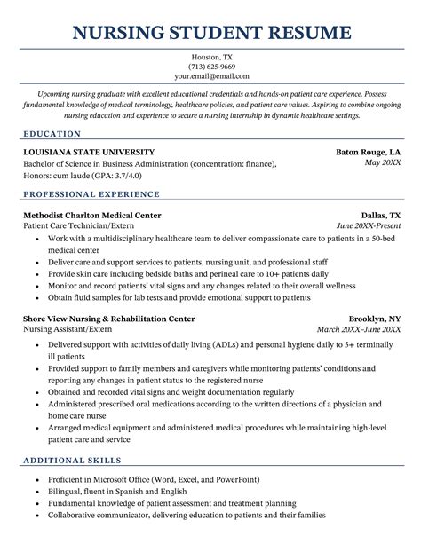Nursing Student Resume Template