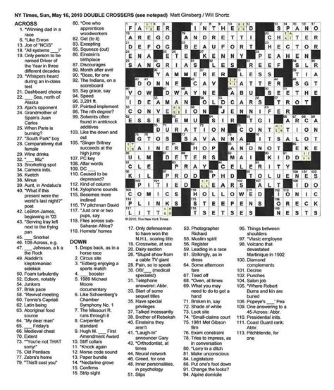 Nyt Free Printable Crossword Puzzles