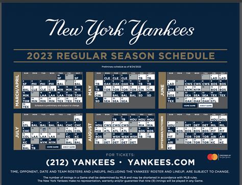 Nyy Printable Schedule