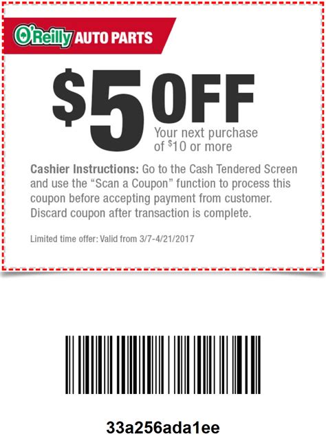 O Reilly $10 Coupon Printable