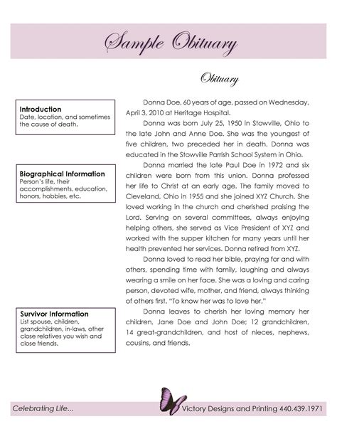 Obituary Guide Template