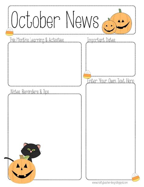 October Newsletter Template For Preschool