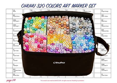 Ohuhu 320 Swatch Chart